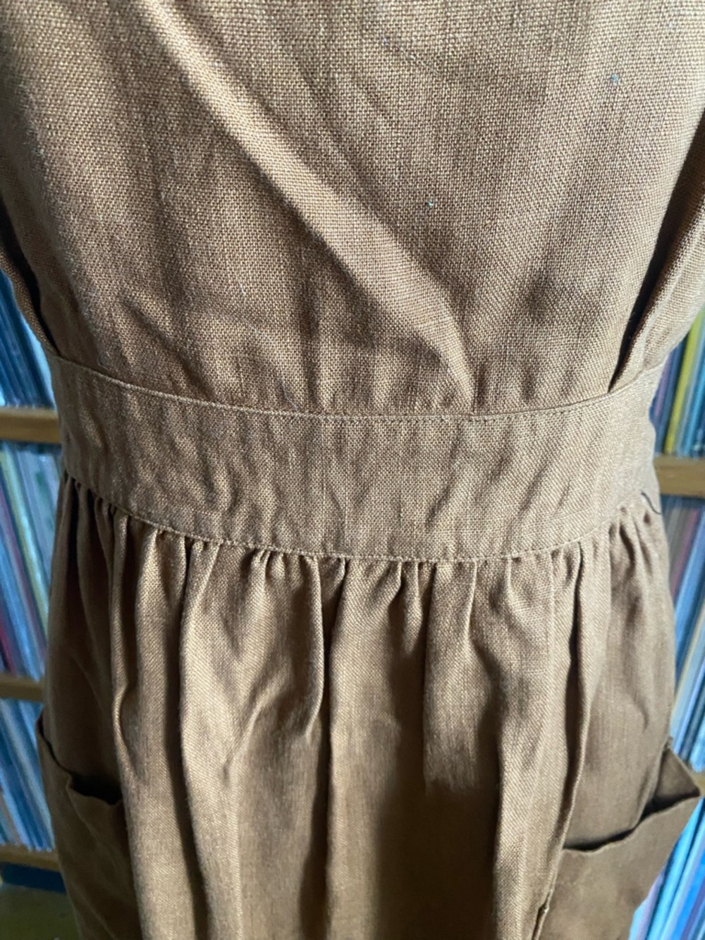 EUC SEZANE - Women’s Brown Linen Midi Dress with Pockets - Size 38EU - Picture 3 of 7